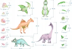 Väggdekal - Dinosaurier och löv / 02