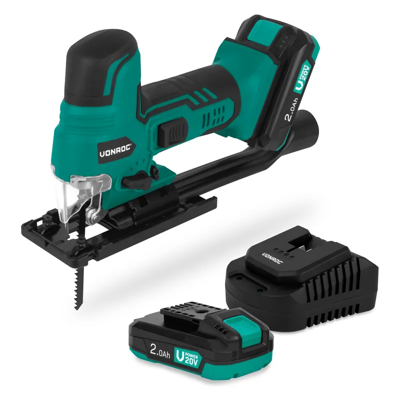 Sticksåg 20V - Ergonomiskt bygelhandtag | Inkl. 2x 2.0Ah batteri och snabbladdare