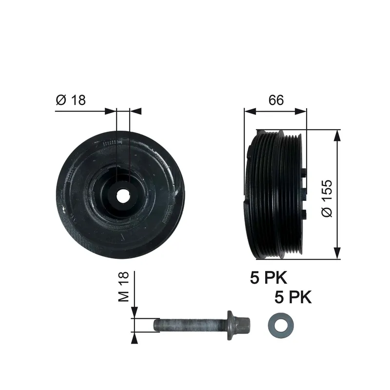 Remskiva, vevaxel GATES TVD1037A