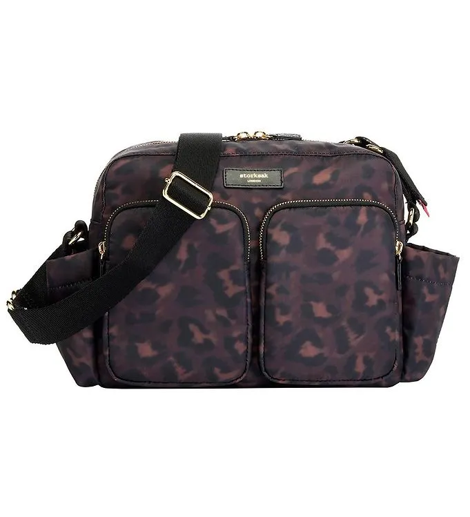 Storksak Barnvagnsväska - Black/Leopard