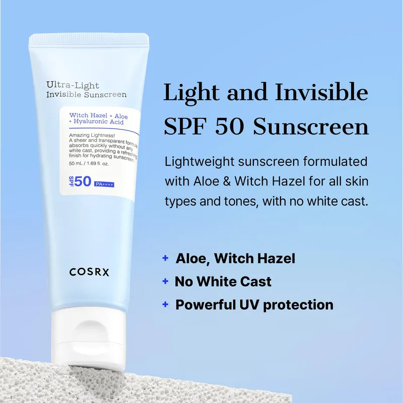 Cosrx Ultra Light Invisible Sunscreen Spf 50 50 Ml Moisturizing Skin Cream For Tanning